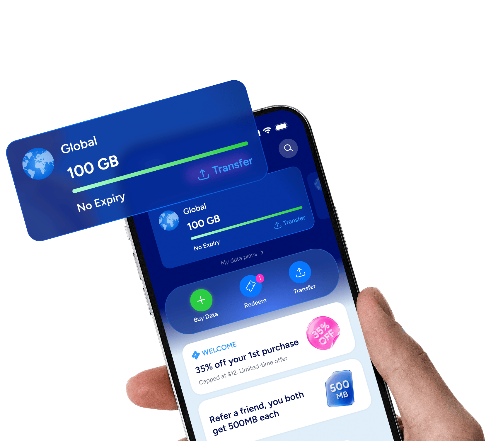 Eskimo eSIM app showing data plans and promotions