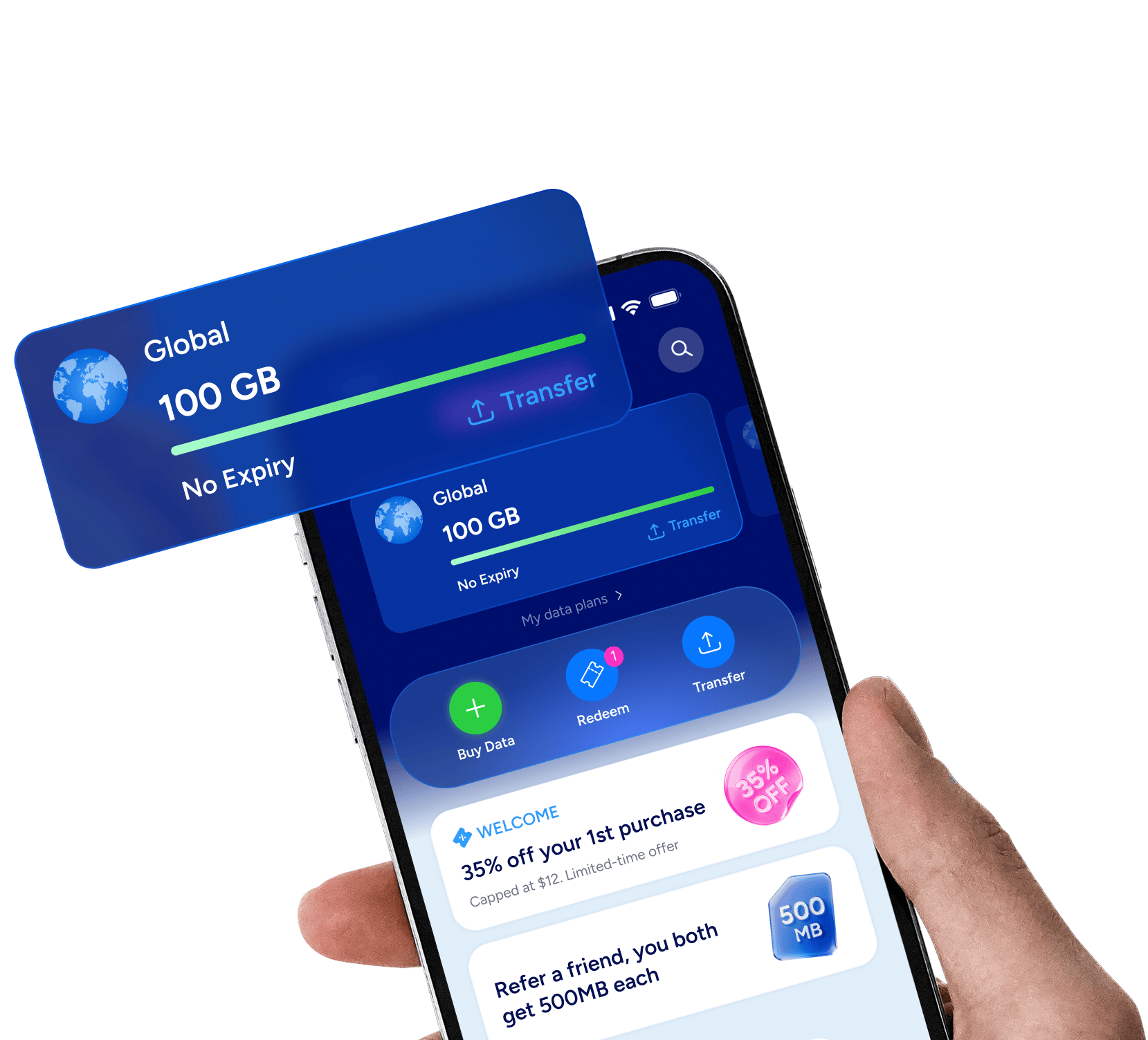 Eskimo eSIM app showing data plans and promotions