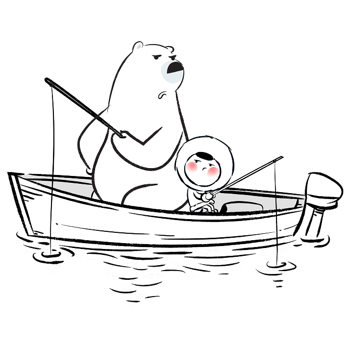 Eskimo Bear in Boat